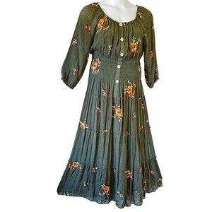 chinese dress ladies Duntery Off Shoulder Flowers Ruffled Chiffon Long Dress main image 0